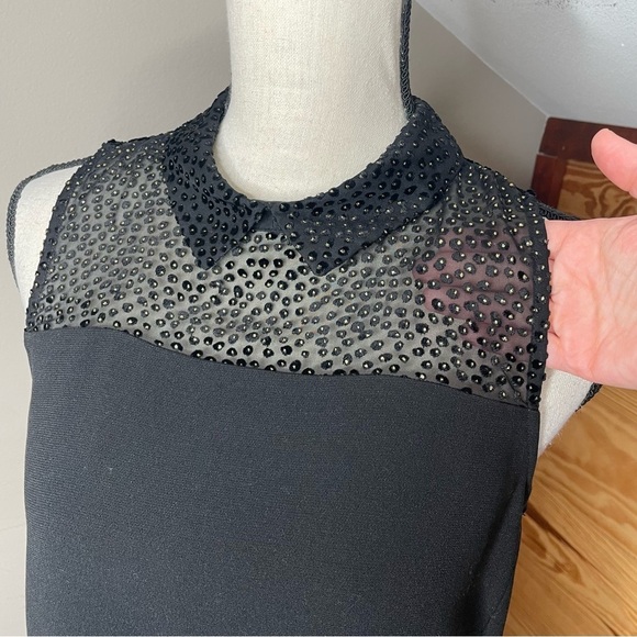 Ann Taylor Loft Black Sleeveless Collared Sheer Top Leopard Print Mini Dress 6 - Picture 4 of 10